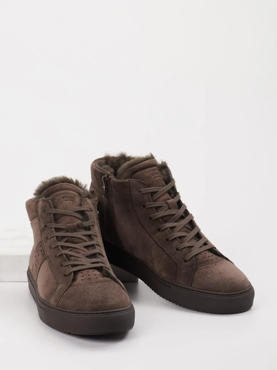 Konstantin Starke – High-Top Sneaker aus Veloursleder braun