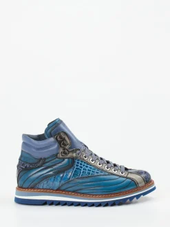 Konstantin Starke – High-Top Sneaker aus geprägtem Leder Blau