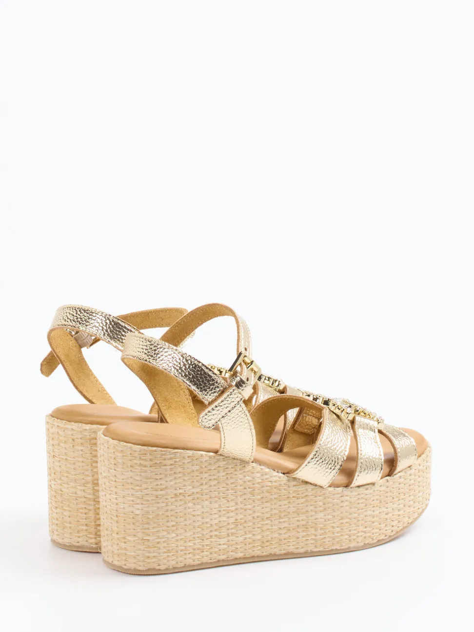 Konstantin Starke – Keilsandale aus Metallicleder gold