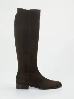 Konstantin Starke – Kniehohe Stiefel aus Veloursleder Dunkelbraun