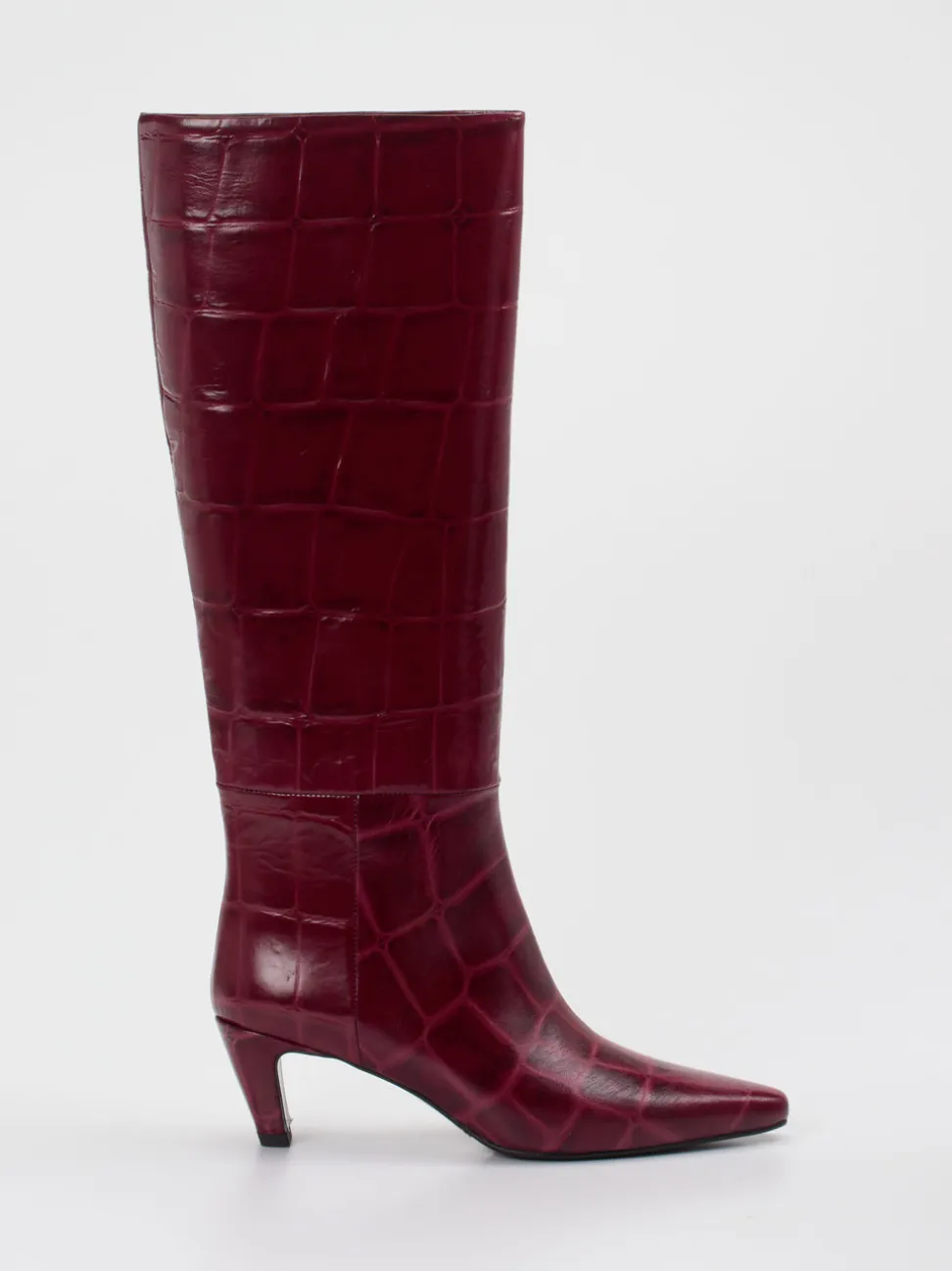 Konstantin Starke – Kniehohe Stiefel aus geprägtem Leder Bordeaux