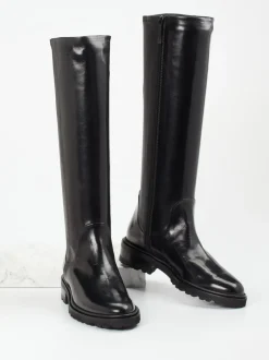 Konstantin Starke – Kniehohe Stiefel aus Lammleder Schwarz