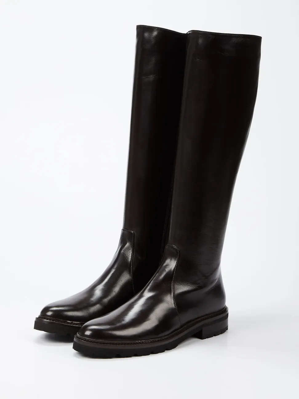 Konstantin Starke – Kniestiefel aus Lammleder Braun