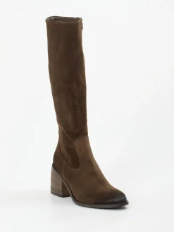 Konstantin Starke – Kniestiefel aus Veloursleder braun
