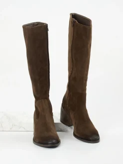 Konstantin Starke – Kniestiefel aus Veloursleder braun