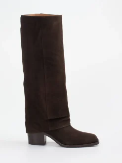 Konstantin Starke – Kniestiefel aus Veloursleder Braun