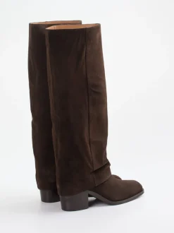 Konstantin Starke – Kniestiefel aus Veloursleder Braun
