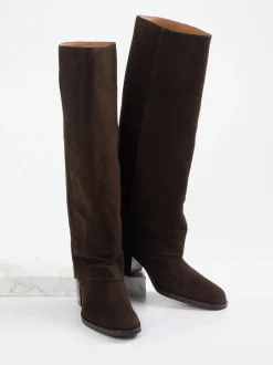 Konstantin Starke – Kniestiefel aus Veloursleder Braun