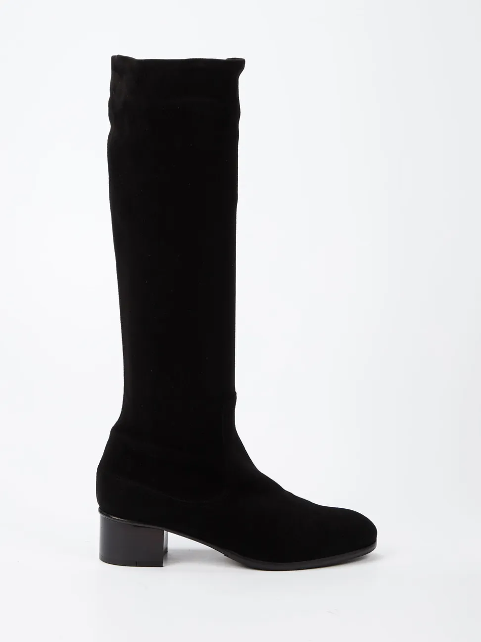 Konstantin Starke – Kniestiefel aus Veloursleder Schwarz