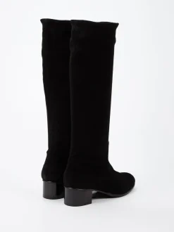 Konstantin Starke – Kniestiefel aus Veloursleder Schwarz