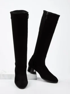 Konstantin Starke – Kniestiefel aus Veloursleder Schwarz