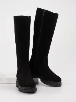 Konstantin Starke – Langschaftstiefel aus Veloursleder schwarz