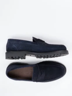 Konstantin Starke – Loafer aus Veloursleder dunkelblau