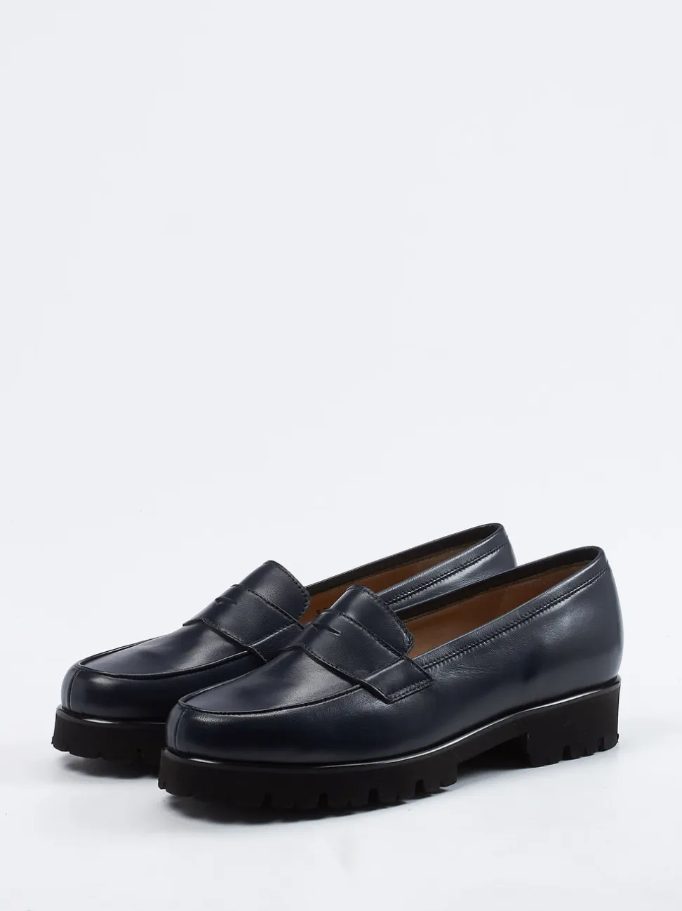 Konstantin Starke – Loafer aus glänzendem Lammleder Dunkelblau