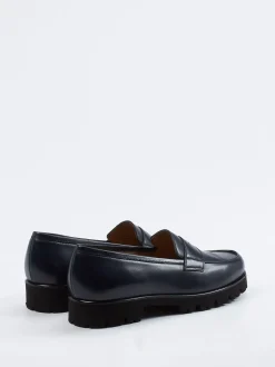 Konstantin Starke – Loafer aus glänzendem Lammleder Dunkelblau