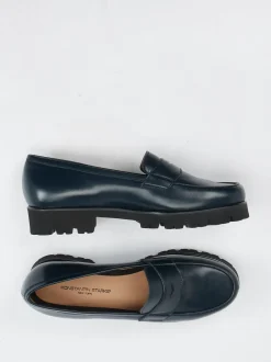 Konstantin Starke – Loafer aus glänzendem Lammleder Dunkelblau