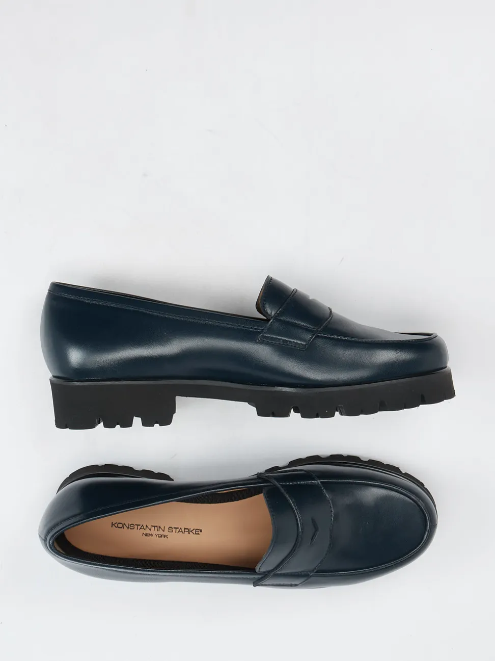 Konstantin Starke – Loafer aus glänzendem Lammleder Dunkelblau