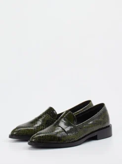 Konstantin Starke – Loafer aus Lackleder mit Schlangenprägung