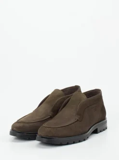 Konstantin Starke – Loafer aus Veloursleder Olivbraun