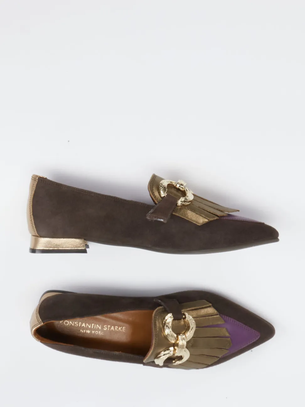 Konstantin Starke – Loafer aus Velours- und Metallic-Leder