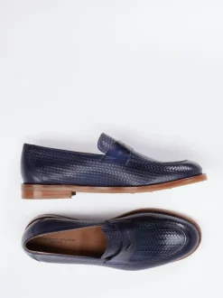 Konstantin Starke – Loafer aus geprägtem Leder Blau