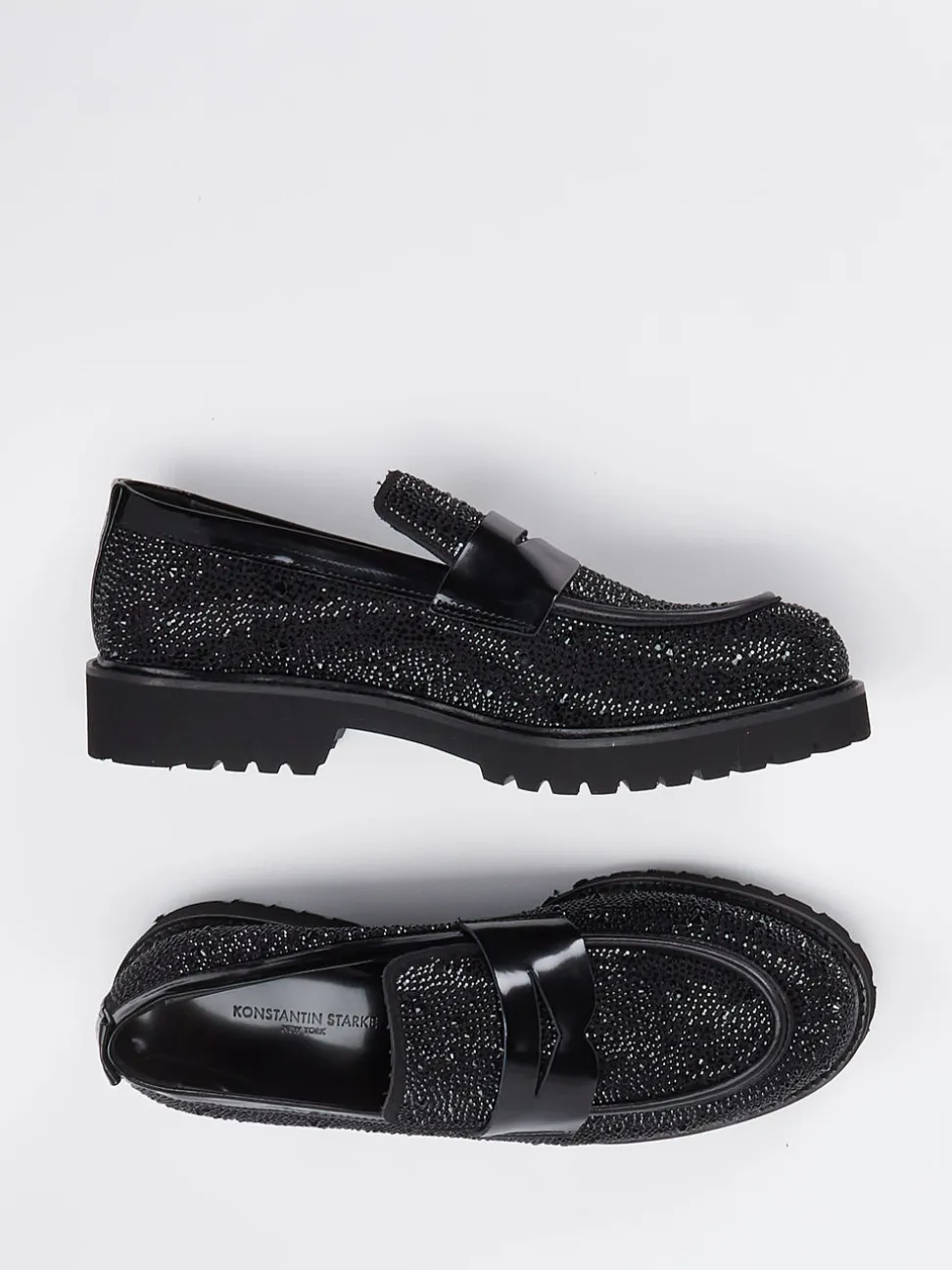 Konstantin Starke – Loafer aus Metallicleder Schwarz