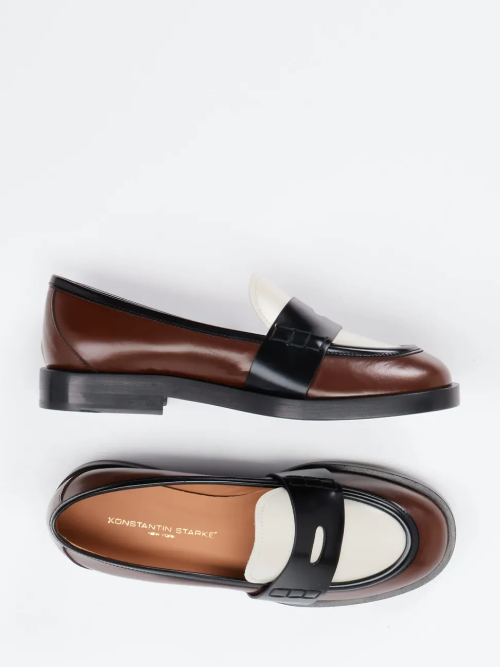 Konstantin Starke – Loafer aus Hochglanzleder kastanienbraun