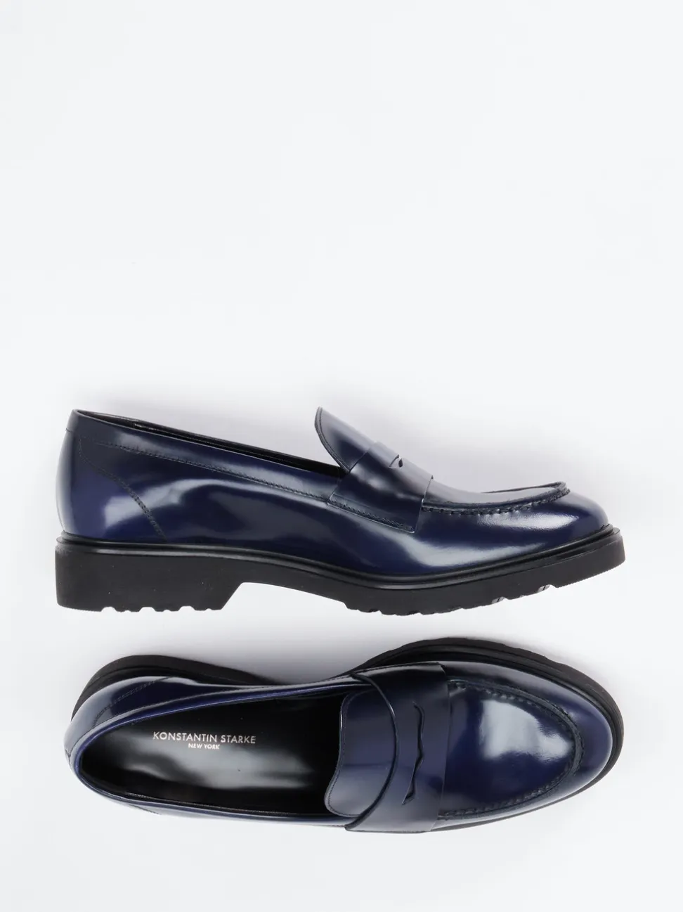 Konstantin Starke – Loafer aus Hochglanzleder Dunkelblau