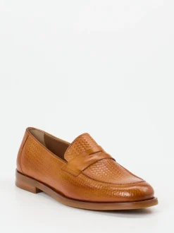 Konstantin Starke – Loafer aus geprägtem Leder cognac