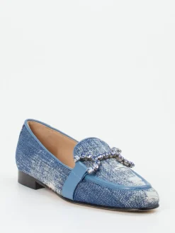 Konstantin Starke – Loafer aus Denim mit Kristallbesatz