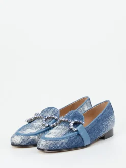 Konstantin Starke – Loafer aus Denim mit Kristallbesatz