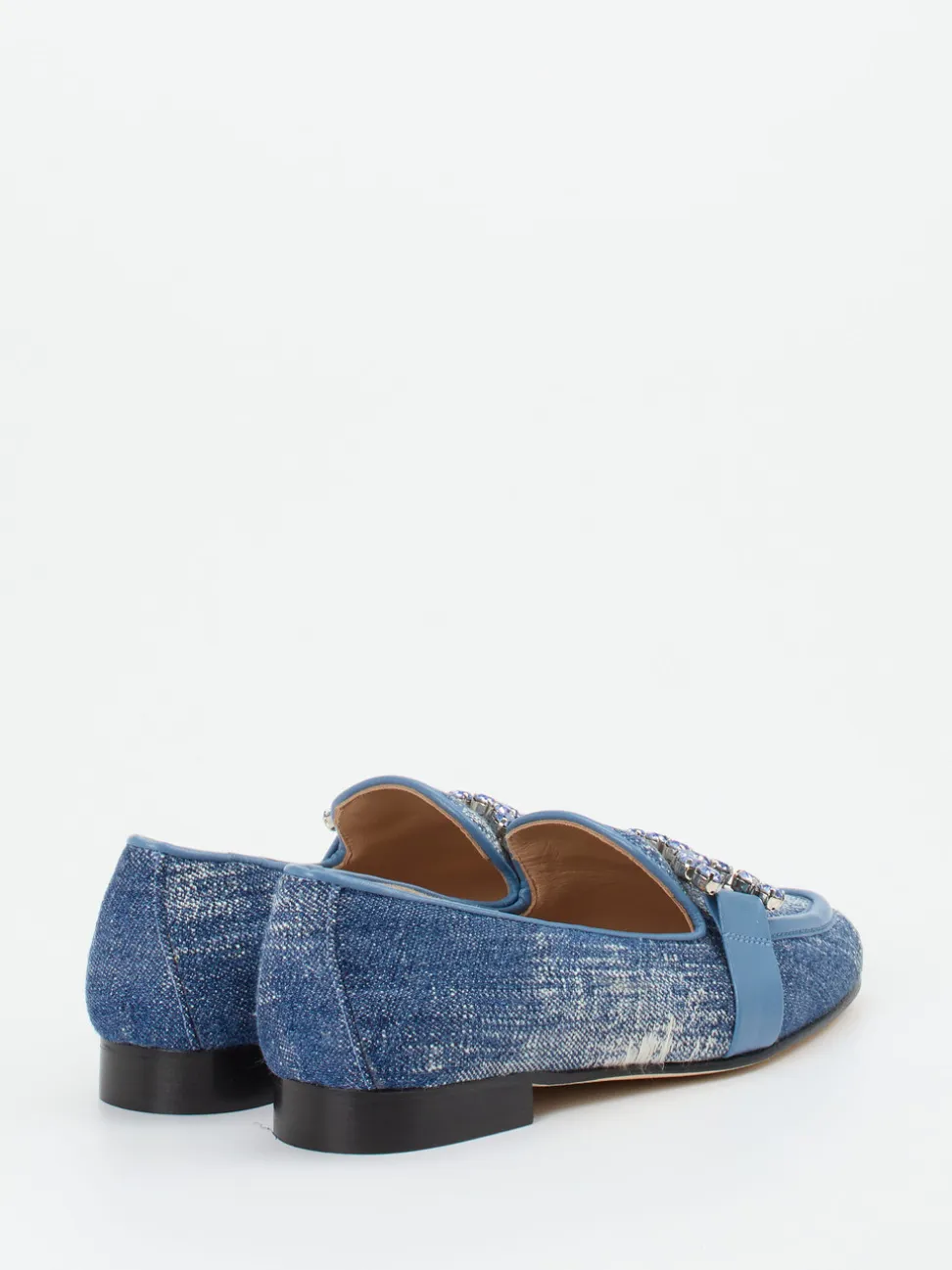 Konstantin Starke – Loafer aus Denim mit Kristallbesatz