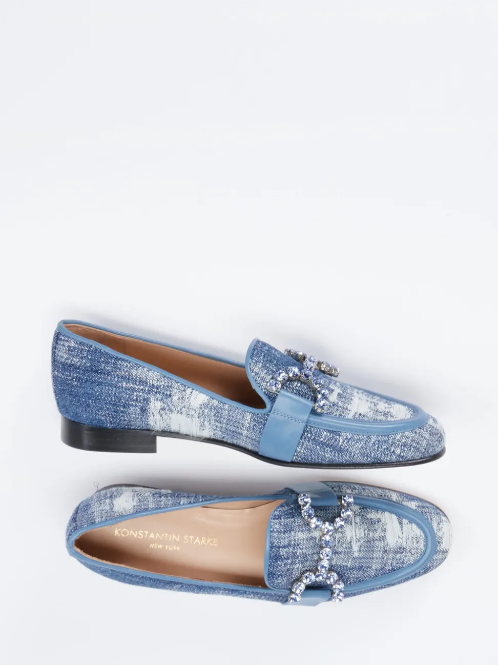 Konstantin Starke – Loafer aus Denim mit Kristallbesatz