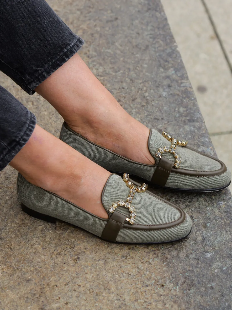 Konstantin Starke – Loafer aus Textil in Olivgrün
