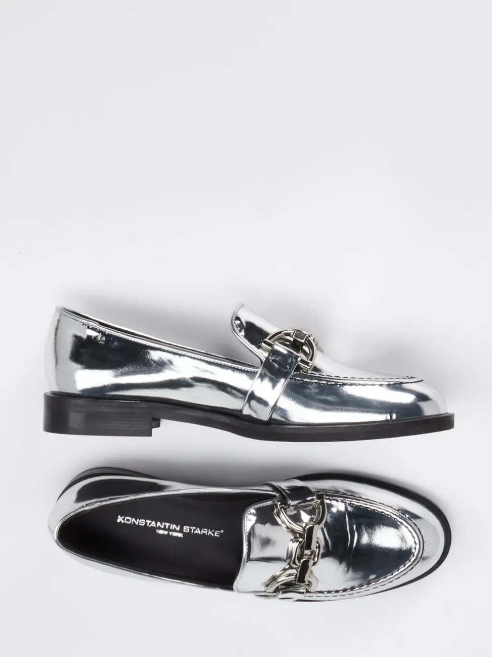 Konstantin Starke – Loafer aus Metallicleder silber
