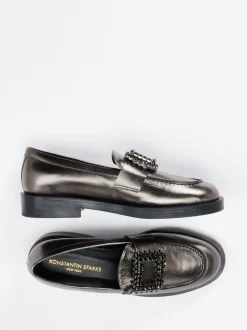 Konstantin Starke – Loafer aus Metallicleder anthrazit