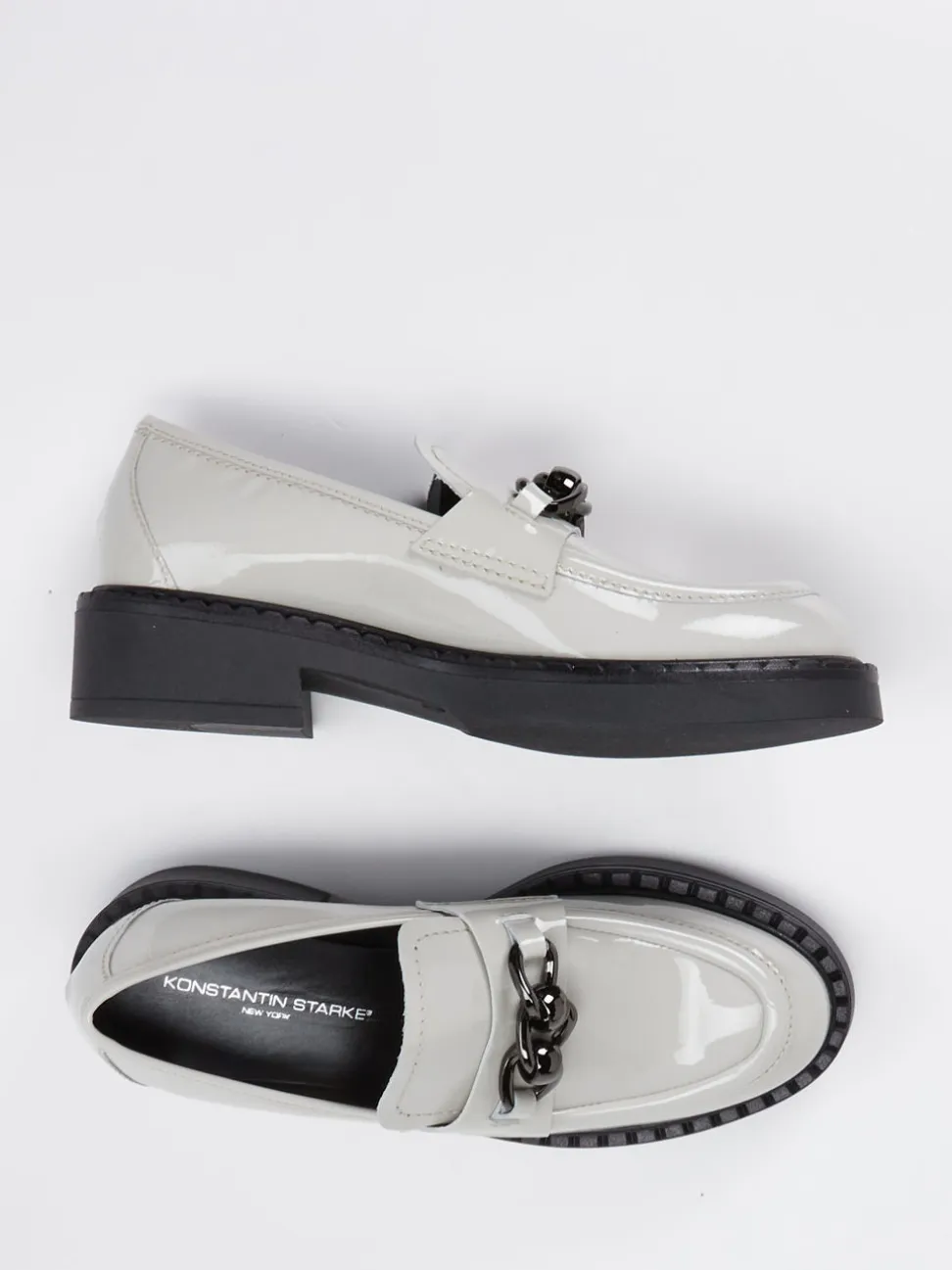 Konstantin Starke – Loafer aus Lackleder cremegrau