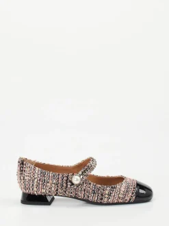 Konstantin Starke – Mary Janes aus Bouclé mit Lackdetail