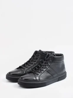 Konstantin Starke – Mid-Top Sneaker aus Lammleder Schwarz