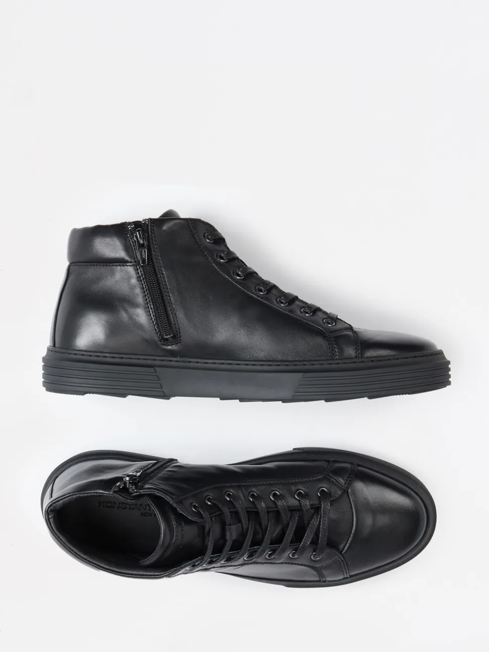 Konstantin Starke – Mid-Top Sneaker aus Lammleder Schwarz