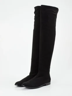 Konstantin Starke – Overknee-Stiefel aus Veloursleder Schwarz