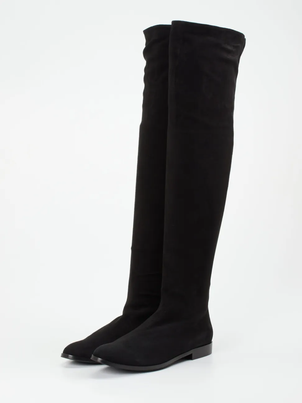 Konstantin Starke – Overknee-Stiefel aus Veloursleder Schwarz