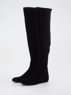 Konstantin Starke – Overknees aus Stretch-Veloursleder Schwarz
