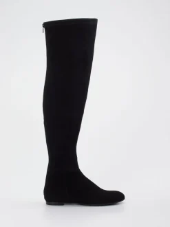 Konstantin Starke – Overknees aus Stretch-Veloursleder Schwarz