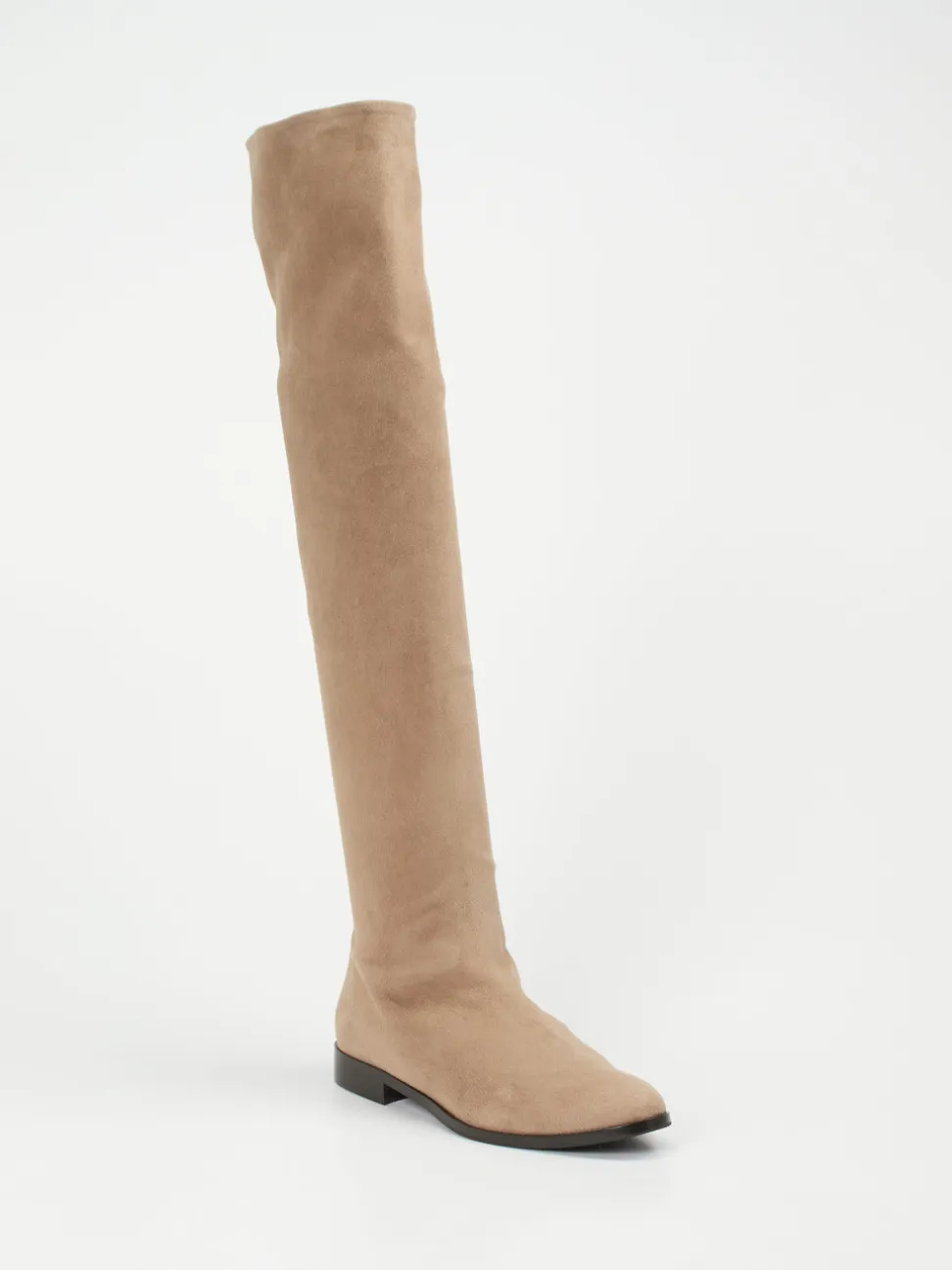 Konstantin Starke – Overknees aus Veloursleder Beige