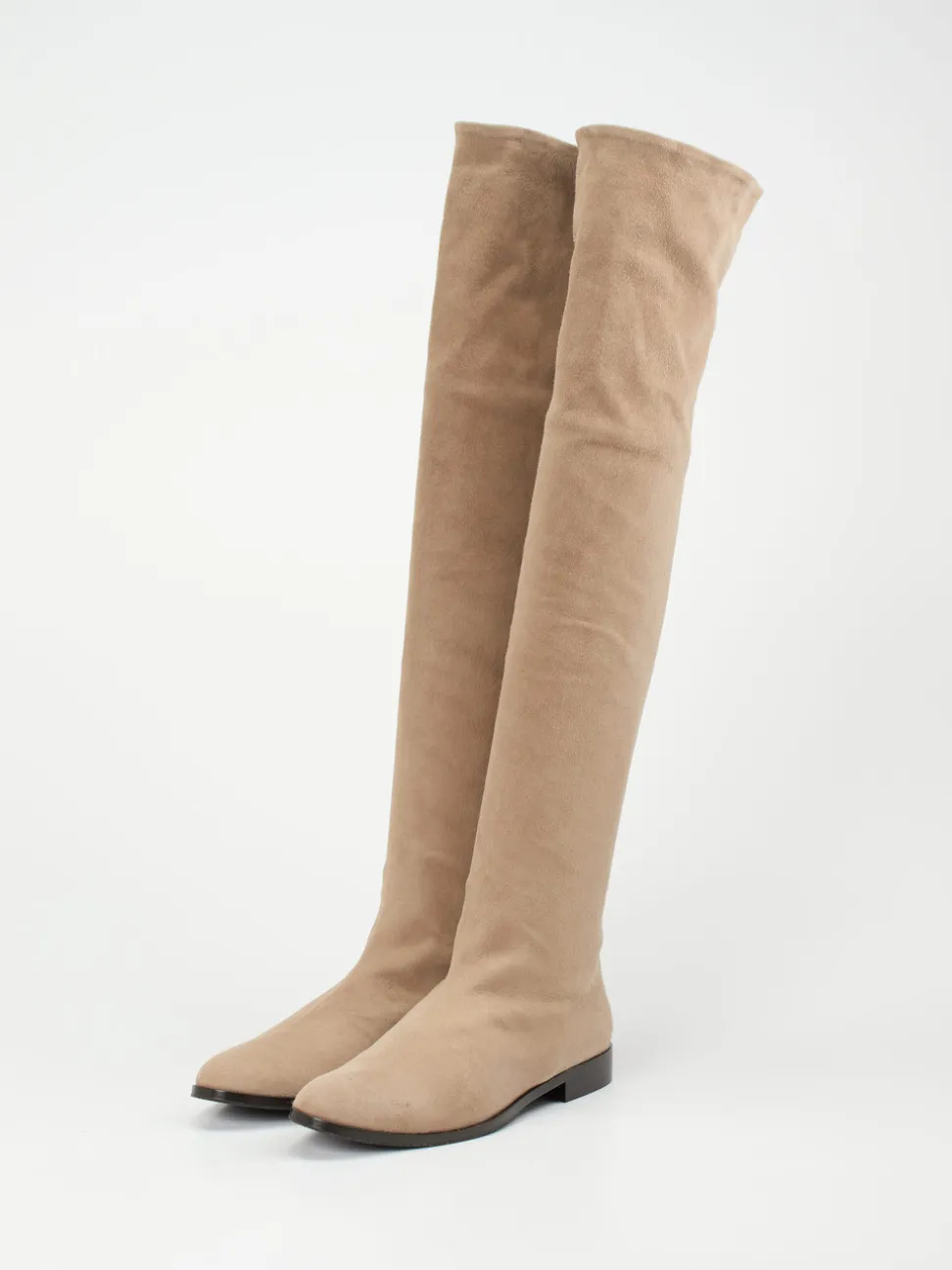 Konstantin Starke – Overknees aus Veloursleder Beige