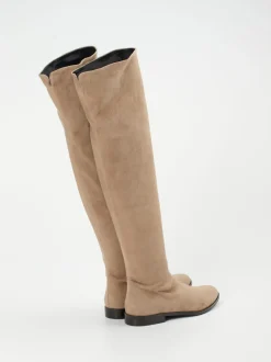 Konstantin Starke – Overknees aus Veloursleder Beige