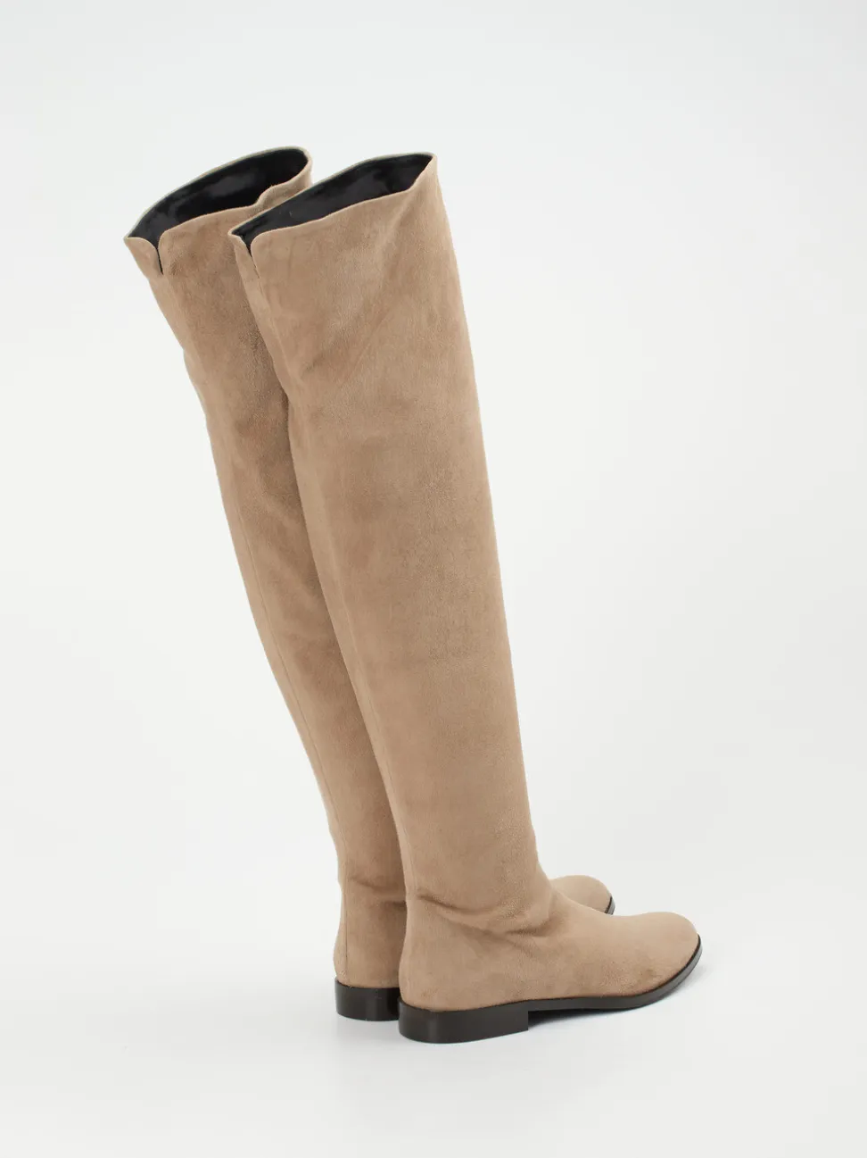 Konstantin Starke – Overknees aus Veloursleder Beige