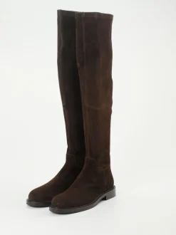 Konstantin Starke – Overknees aus Veloursleder dunkelbraun