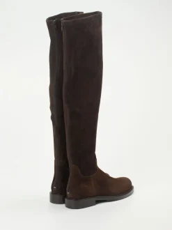 Konstantin Starke – Overknees aus Veloursleder dunkelbraun